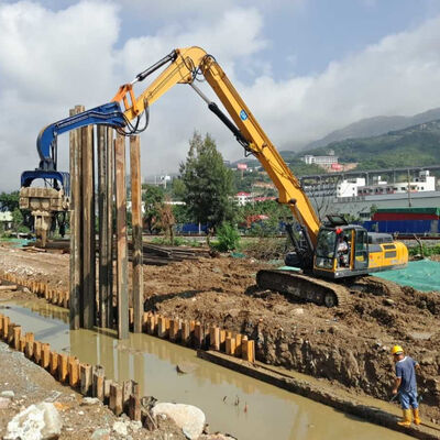 Excavator Sheet Pile Driver – Jetties Water Driven & Hydraulic Power