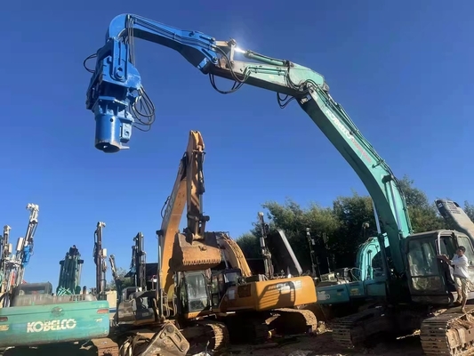 Steel Pipe Sheet Pile Driving With Excavator Mounted Vibro Hammer