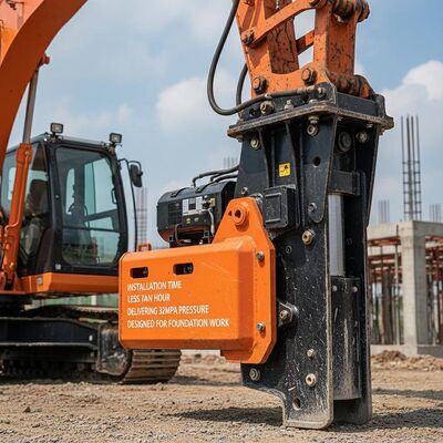 Tempo di installazione inferiore a 1 ora Martello per pali montato su escavatore che eroga una pressione di 32 MPa Progettato per lavori di fondazione