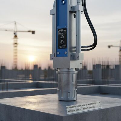 Frequenza di impatto da 30 a 60 colpi al minuto Pile driver idraulico che offre forza motrice a pressione idraulica e momento eccentrico 1 progettato per l'accumulo